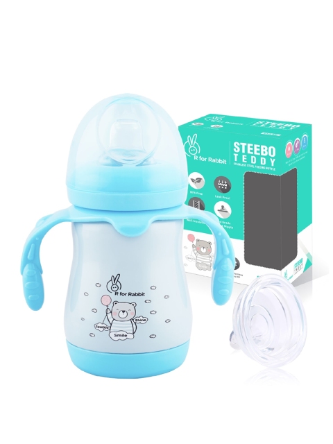 

R for Rabbit Infant Kids Blue Steebo Teddy Printed Feeding Bottle With Handle