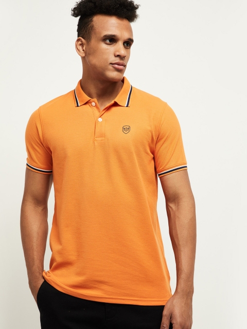 

max Men Orange Polo Collar T-shirt