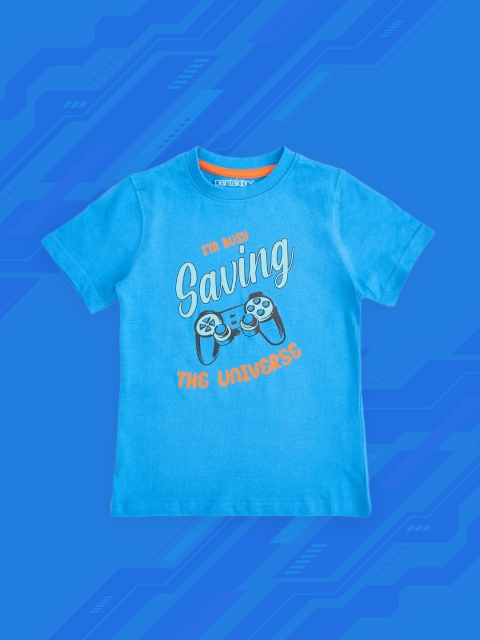 

Pantaloons Junior Boys Blue Printed T-shirt