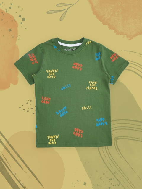 

Pantaloons Junior Boys Green Printed T-shirt