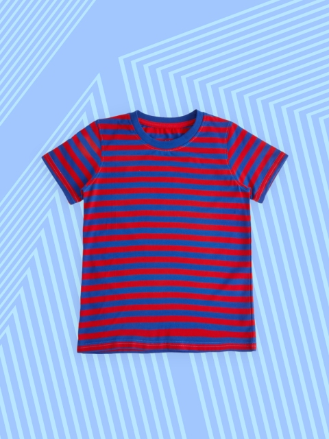 

Pantaloons Junior Boys Red & Blue Striped T-shirt