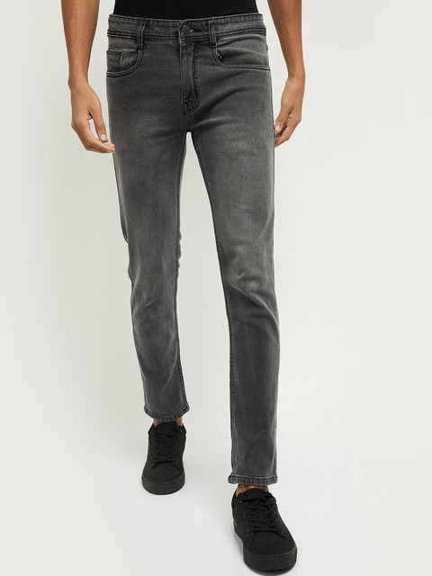 

max Men Grey Slim Fit Heavy Fade Jeans