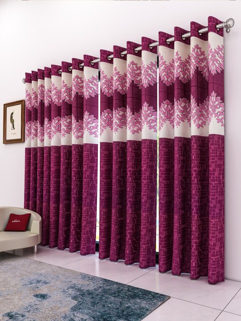 

Athom Trendz Magenta & Beige Set of 4 Geometric Print Door Curtain