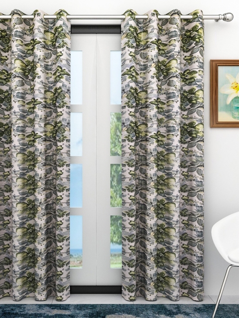 

Athom Trendz Green & White Floral Door Curtain