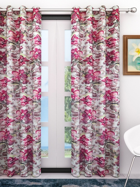 

Athom Trendz Pink & White Floral Door Curtain
