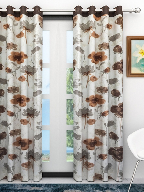 

Athom Trendz Brown & White Floral Door Curtain