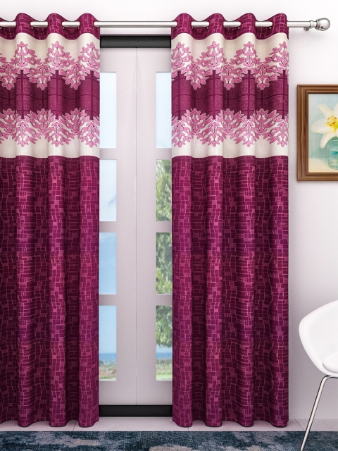 

Athom Trendz Magenta & White Geometric Printed Door Curtain