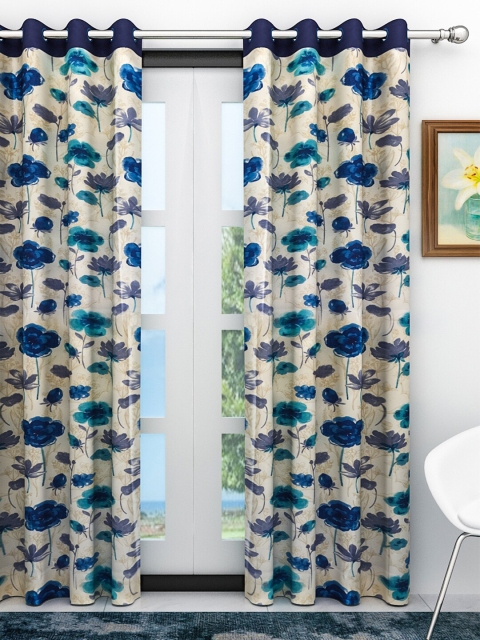 

Athom Trendz Blue Floral Printed Single Door Curtain