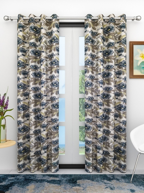 

Athom Trendz Multi-colour Set of 2 Floral Regular Door Curtain