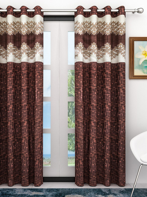 

Athom Trendz Multicolour Floral Door Curtain, Cream