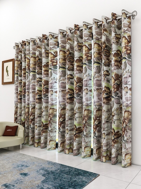 

Athom Trendz Multi-colored Floral Set Of 4 Regular Door Curtain