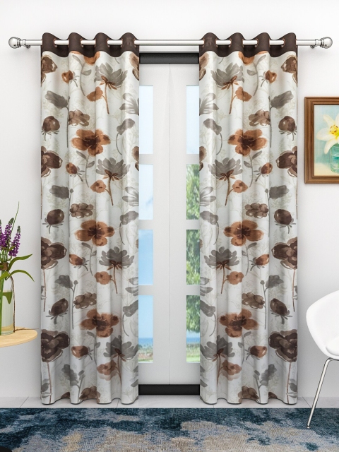 

Athom Trendz Set of 2 Grey & Brown Floral Door Curtains