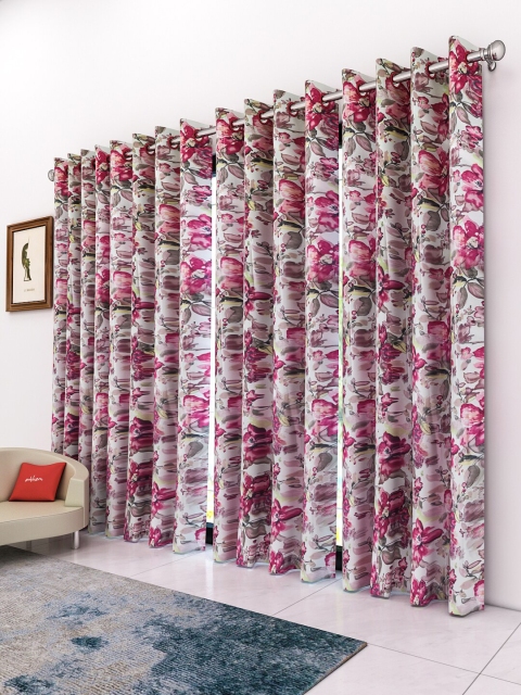 

Athom Trendz Cream-Coloured & Pink Set of 4 Floral Door Curtain