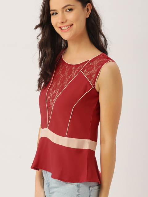 

DressBerry Women Red Peplum Top