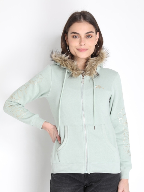 

LURE URBAN Women Green Hooded Sweatshirt