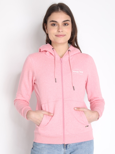 

LURE URBAN Women Pink Printed Hooded Sweatshirt