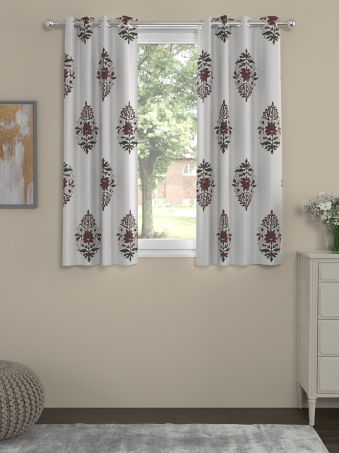 

LA VERNE White & Purple Set of 2 Ethnic Motifs Window Curtain