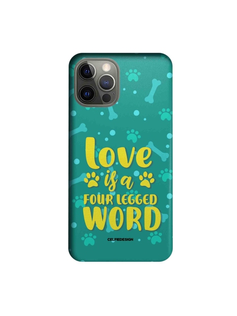 

CelfieDesign Teal & Yellow Love Is A Four Legged Word iPhone 12 Pro Slim Back Case