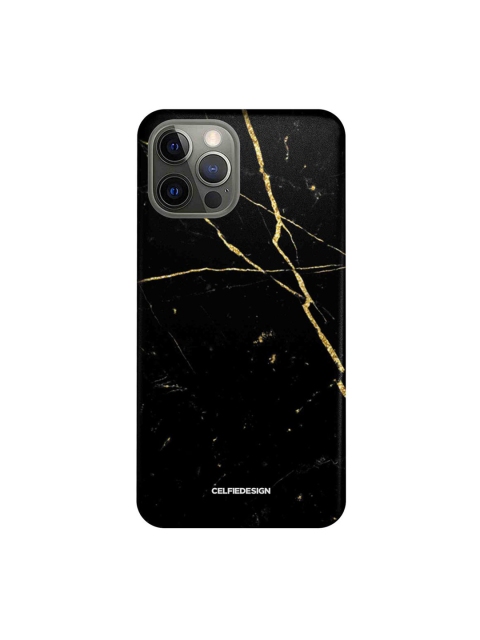 

CelfieDesign Black & Gold-Toned Marble Onyx iPhone 12 Pro Slim Back Case