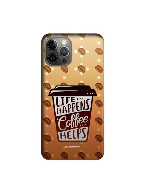 

CelfieDesign Beige & White Life Happens Coffee Helps iPhone 12 Pro Slim Back Case