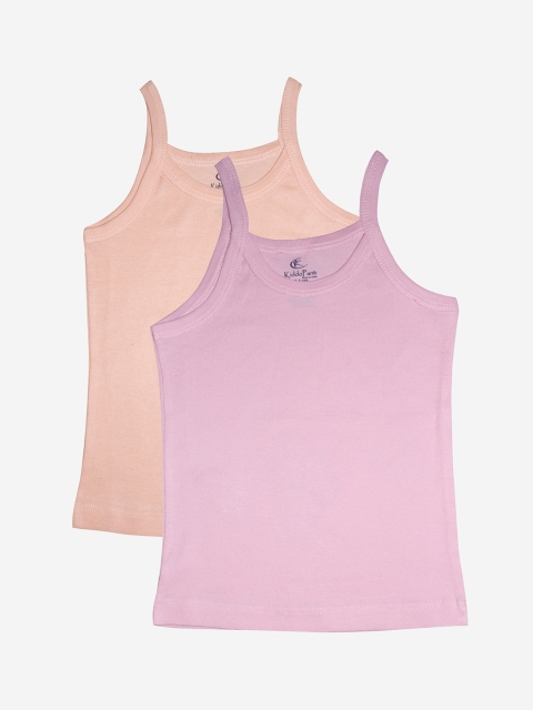 

KiddoPanti Girls Pack of 2 Solid Tank Top, Pink