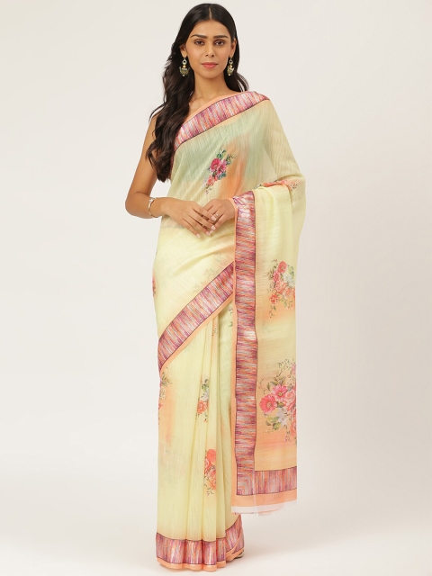 

KARAGIRI Yellow Floral Printed Saree