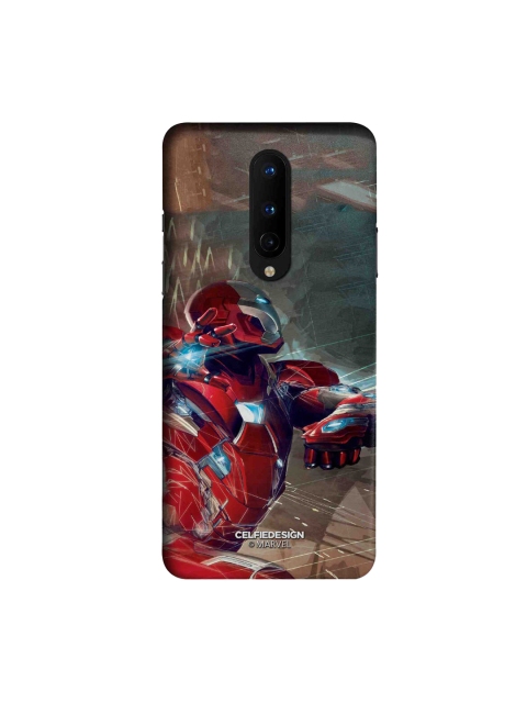 

CelfieDesign Red & Grey Ironman Attack OnePlus 8 Slim Back Case