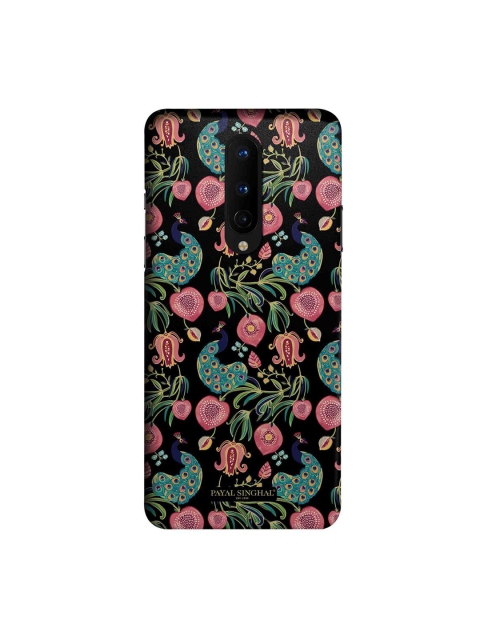 CelfieDesign Black & Pink Payal Singhal Anaar And Mor Black Printed OnePlus 8 Slim Back Case