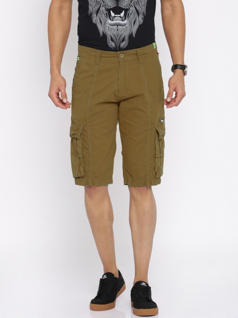 

FIFTY TWO Men Khaki Solid Cargo Shorts