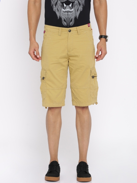

FIFTY TWO Men Beige Solid Cargo Shorts