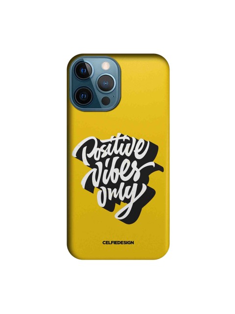 

CelfieDesign Yellow & White Positive Vibes only iPhone 12 Pro Max Slim Back Case