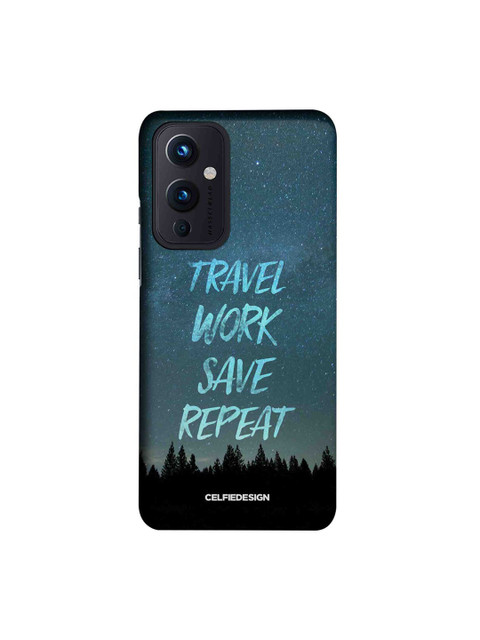 

CelfieDesign Blue & Black Travel Work Save Repeat Oneplus 9 Slim Back Case