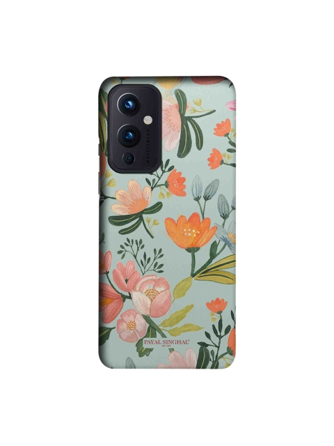 

CelfieDesign Multi-Coloured Payal Singhal Aqua Handpainted Flower OnePlus 9 Back Case