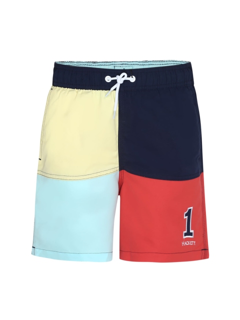 

HACKETT LONDON Boys Red & Blue Colourblocked Pure Cotton Shorts