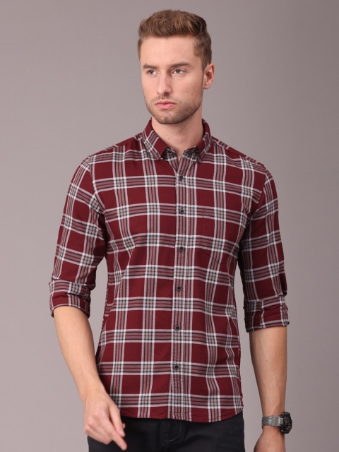 

FOGA Men Maroon Original Slim Fit Water Resistant Dust Repellent Casual Shirt