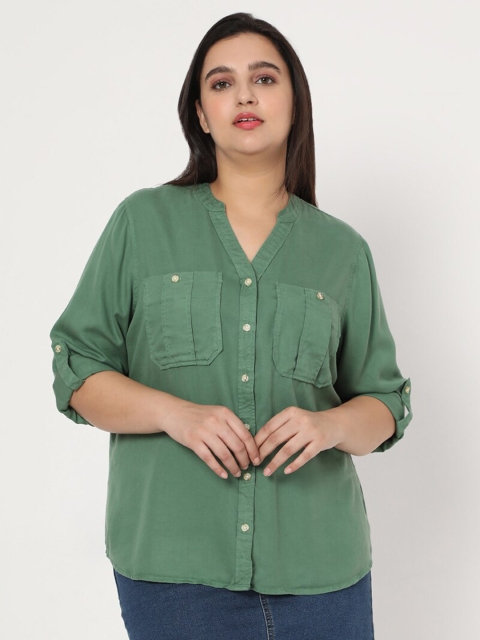 

Vero Moda Plus Size Women Green Casual Shirt