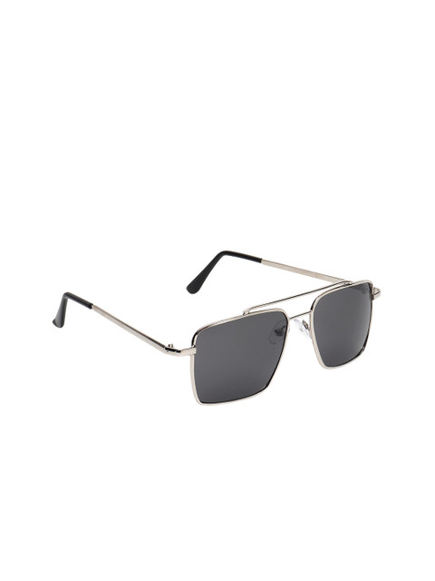 

ALIGATORR Unisex Black Lens & Silver-Toned Square Sunglasses with UV Protected Lens