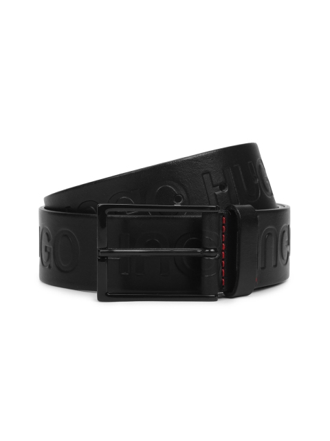 

HUGO Men Black Textured Leather Belt