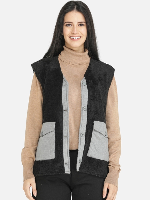 

DECHEN Women Black & Grey Tailored Jacket