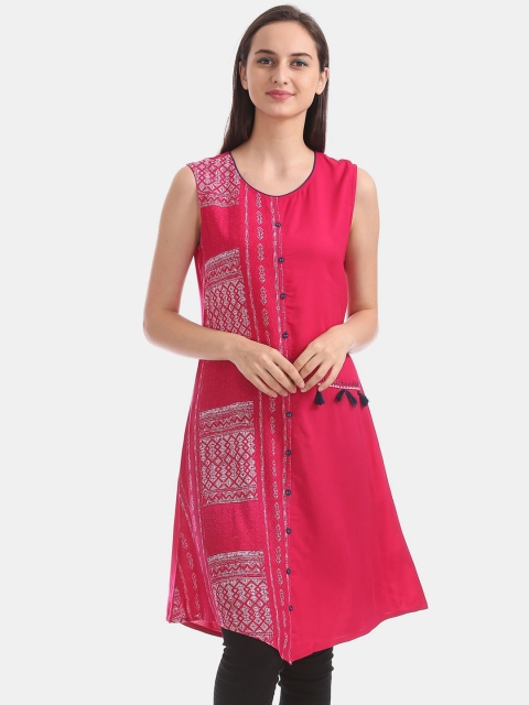 

Karigari Women Fuchsia Printed Kurta