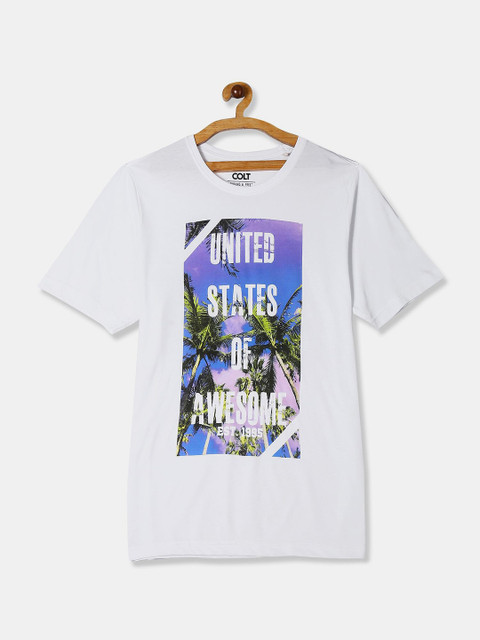 

Colt Men White Printed Tropical T-shirt