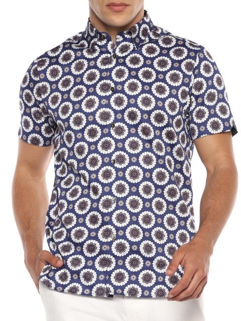 

Ted Baker Men Navy Blue Floral Printed Pure Cotton Casual Shirt