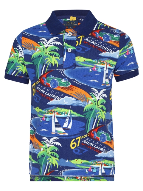 

Polo Ralph Lauren Boys Blue Tropical Printed Slim Fit Outdoor T-shirt