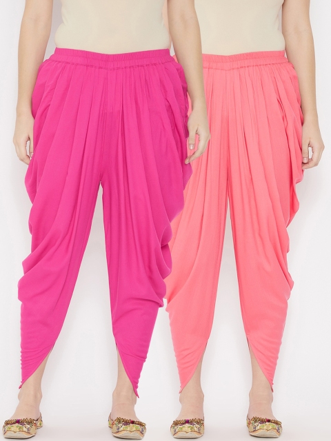 

TULIP 21 Women Pack Of 2 Solid Dhoti Pants, Pink