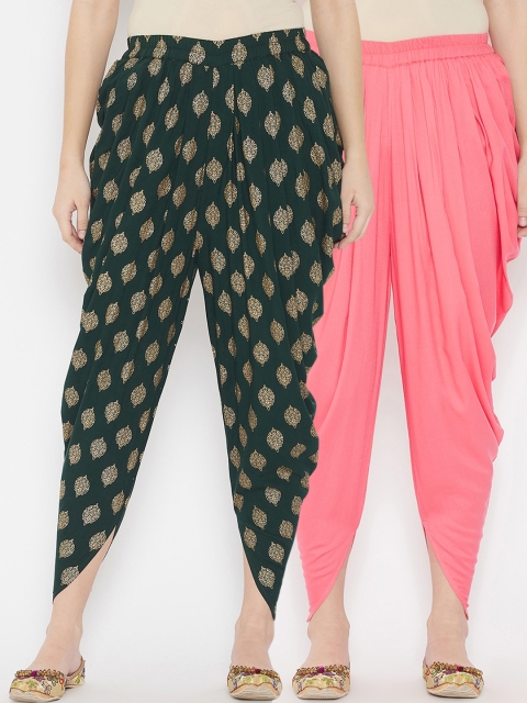

TULIP 21 Women Pack Of 2 Green & Peach Dhoti Pants