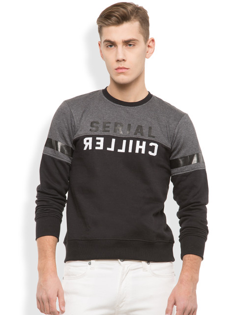 

LOCOMOTIVE Black & Grey Colourblocked Sweatshirt
