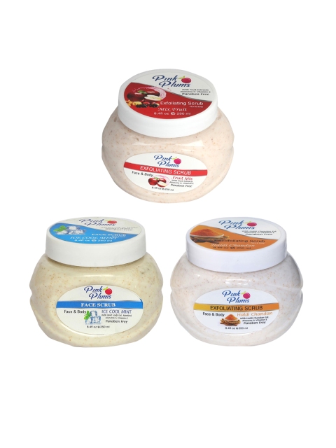 

Pink Plums Pack of 3 Scrubs - 250 ml Each, Multi