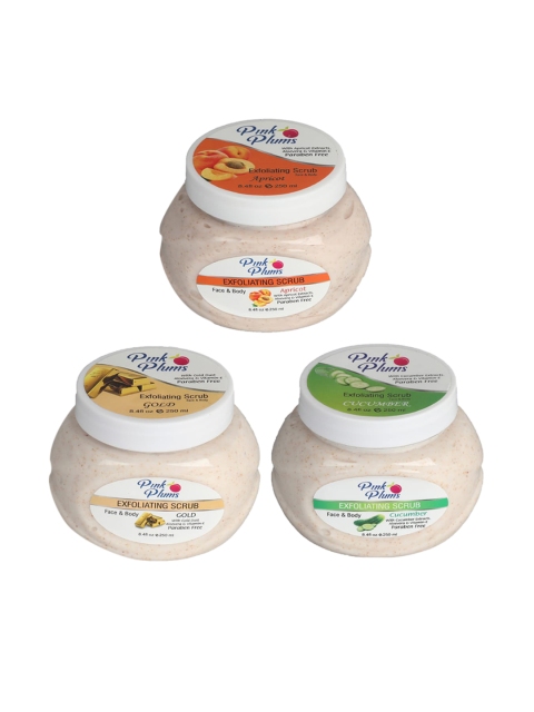 

Pink Plums Set of 3 Face & Body Scrub, Multi