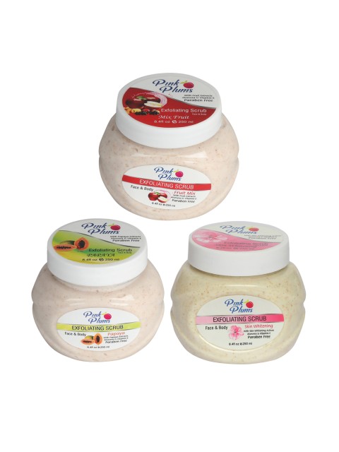 

Pink Plums Pack of 3 Scrubs - 250 ml Each, Multi