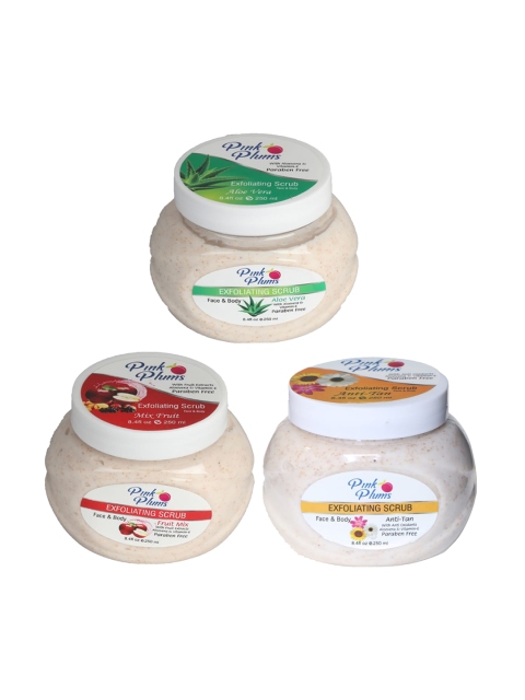 

Pink Plums Aloe Vera - Fruit Mix - Anti Tan Face & Body Exfoliating Scrubs 750 ml, Off white